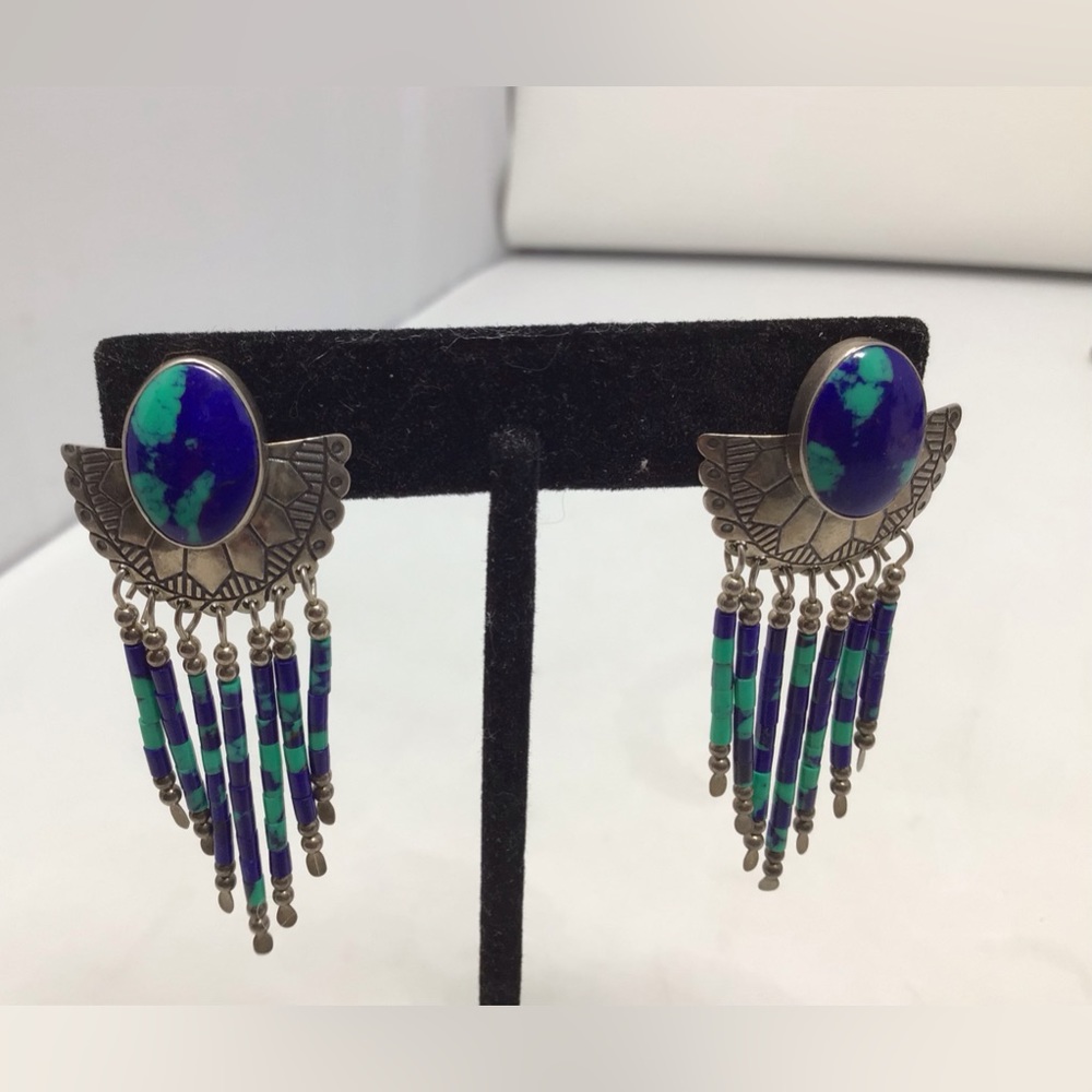 T K Emerson Southwestern pierced dangle earrings sterling